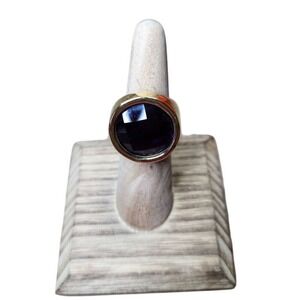 18K Gold Plated Stainless Steel Finger Ring | Purple CZ Stone Size 6